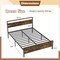 Metal Bed Frame Industrial Platform Bed with Wooden Headboard